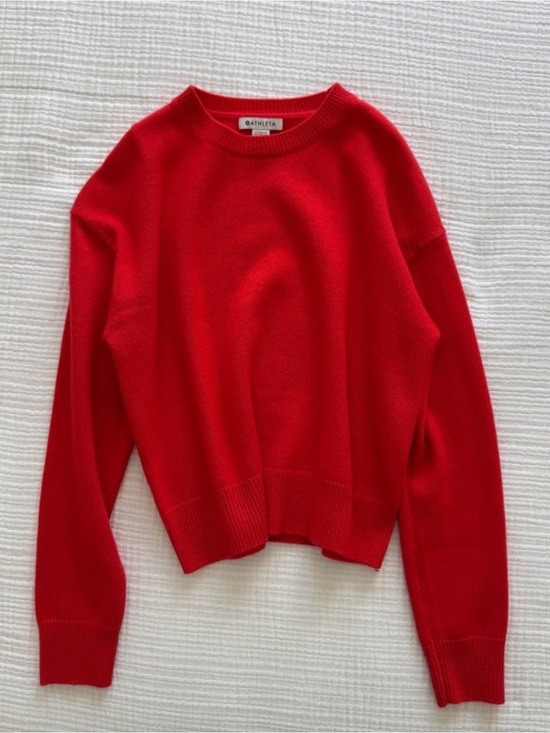 Athleta Sweaters - Athleta Red Knit Pullover Sweater Solid Crew Neck Long Sleeve Women’s XXS